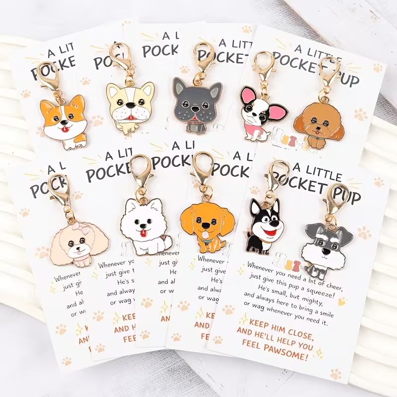 Event Party - 10 Cute Cartoon Puppy Keychains—2D Animal-Themed