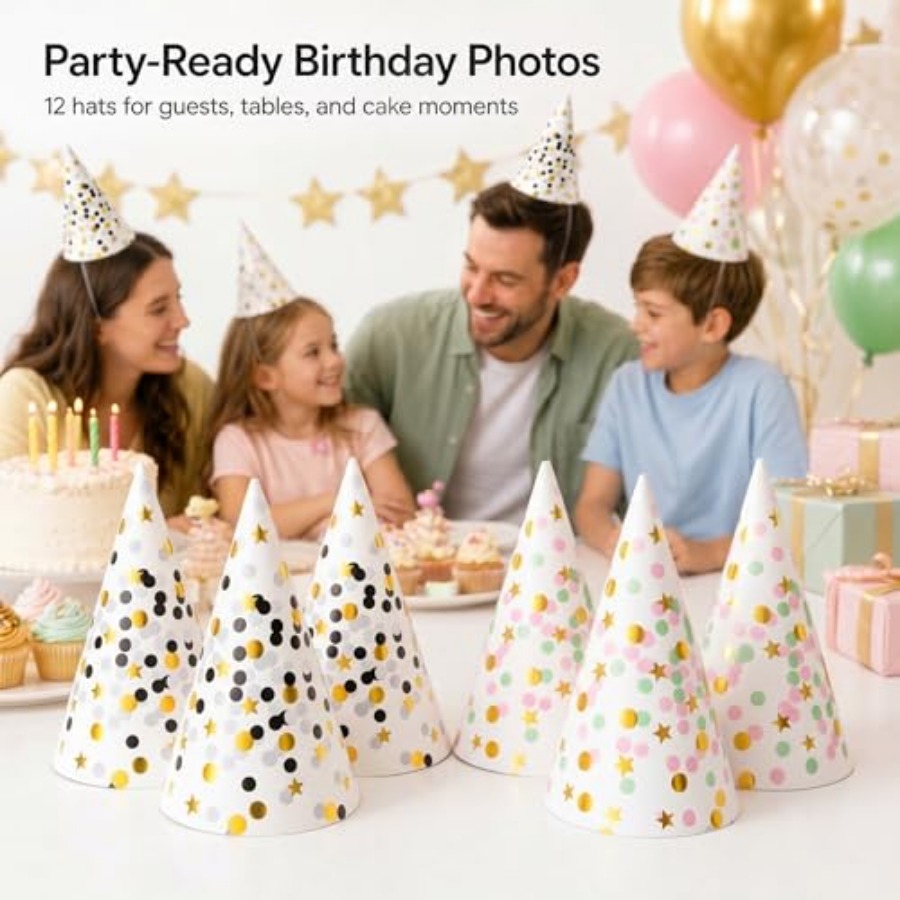 Boieo Gold Polka Dot Birthday  - огляд і ціна Party Hat Cone