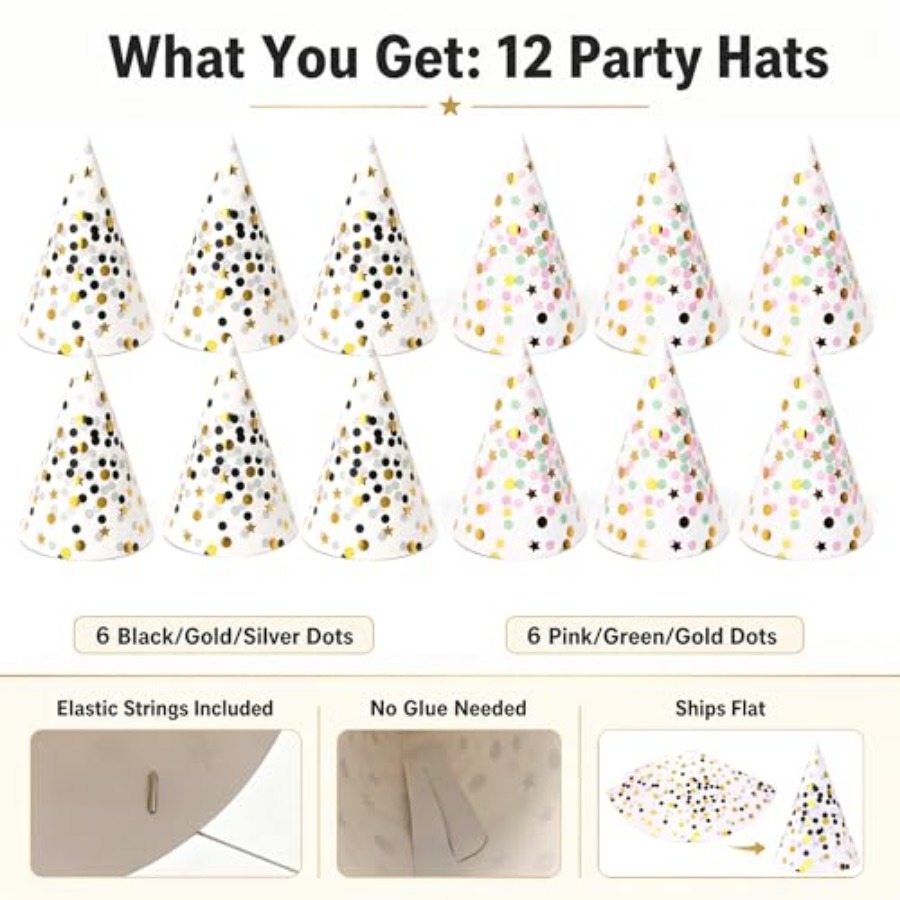 Boieo Gold Polka Dot Birthday  - огляд і ціна Party Hat Cone