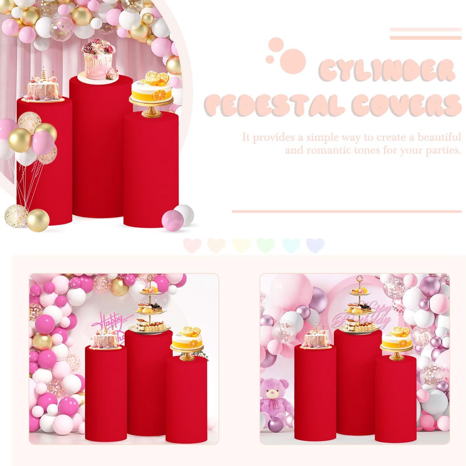 Yeele Red Cylinder Stand Cover - огляд і ціна Dessert Table Backdrop