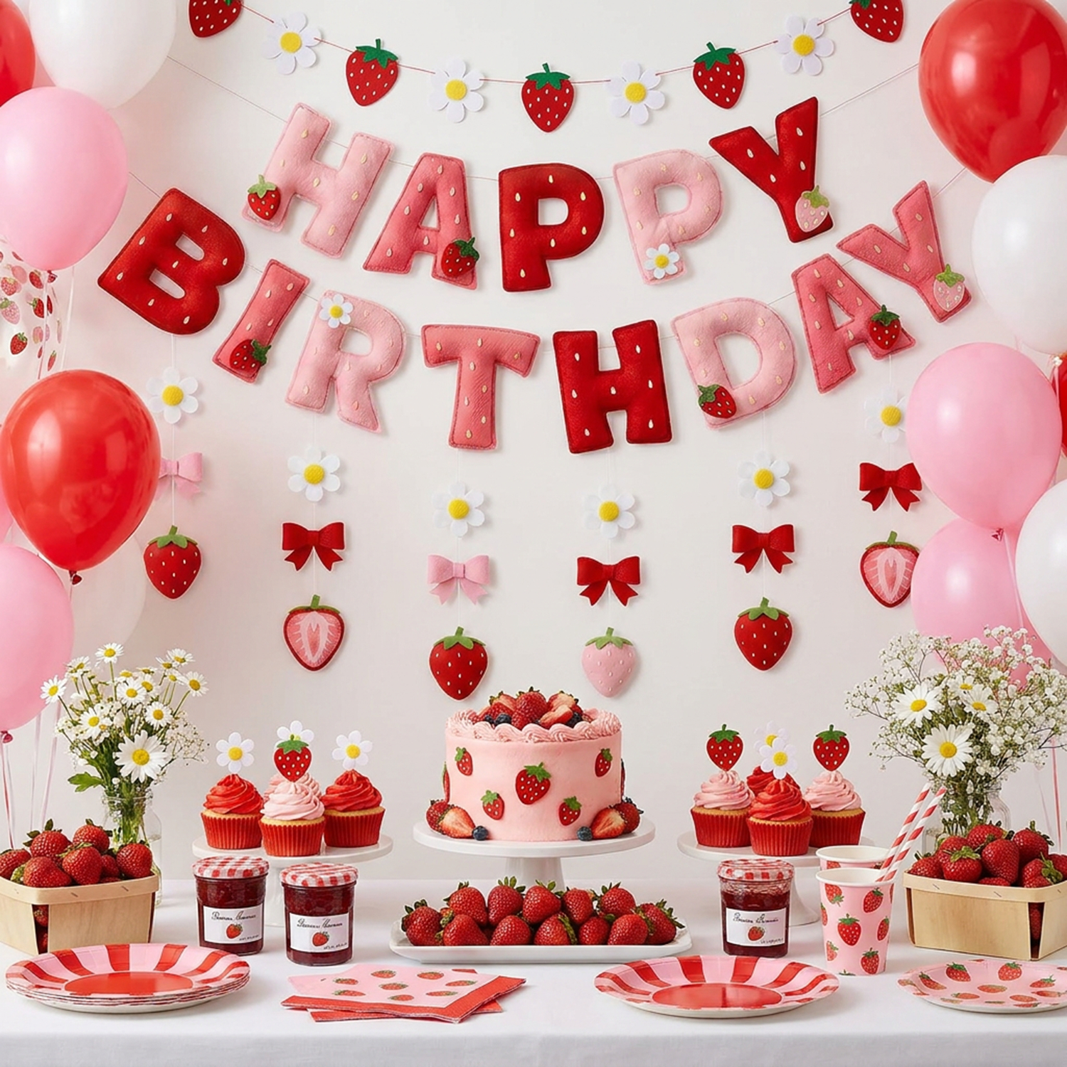 2D Felt Strawberry Hanging Gar - огляд і ціна Event Party