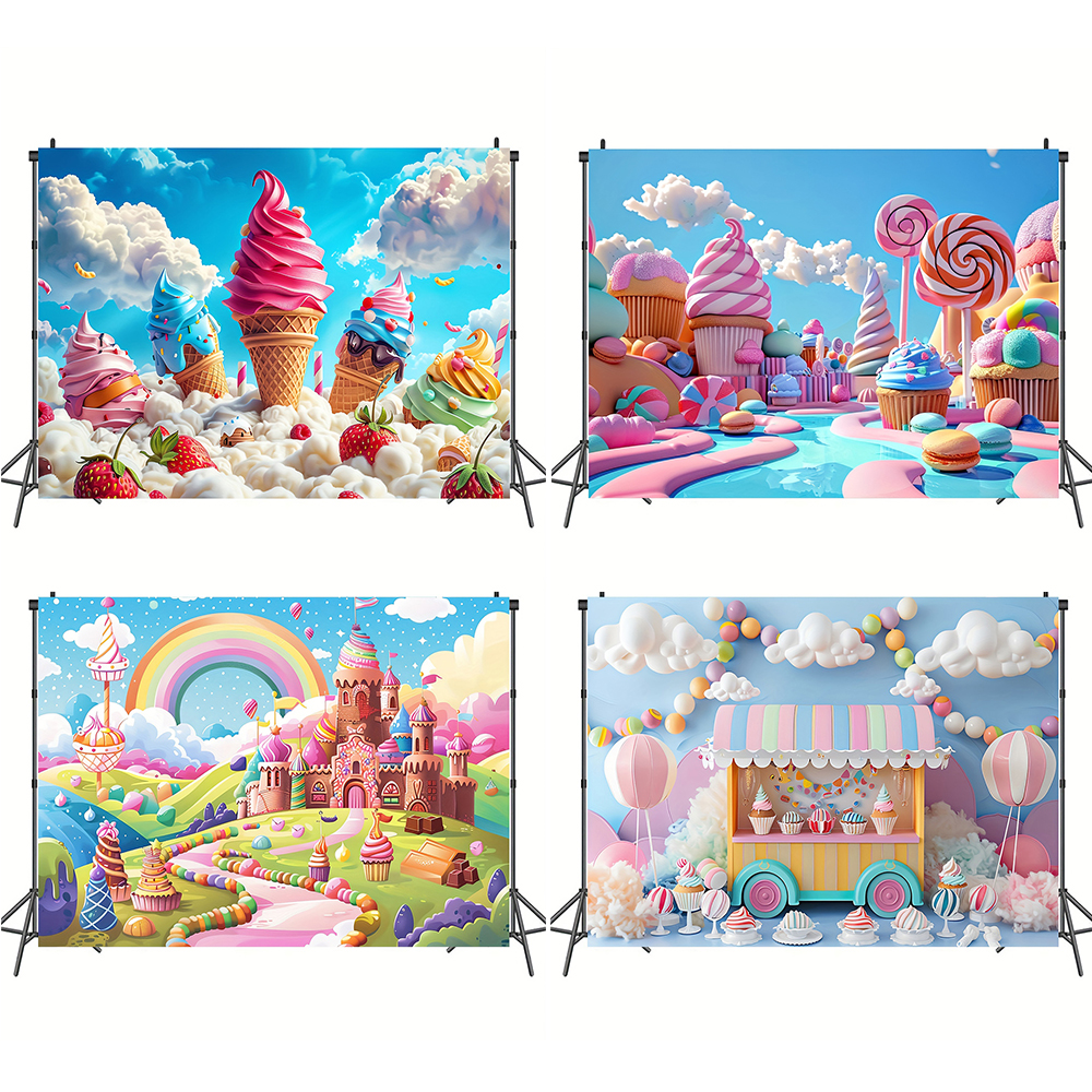Sweet Ice Cream Theme Backdrop - огляд і ціна Dessert Table Backdrop