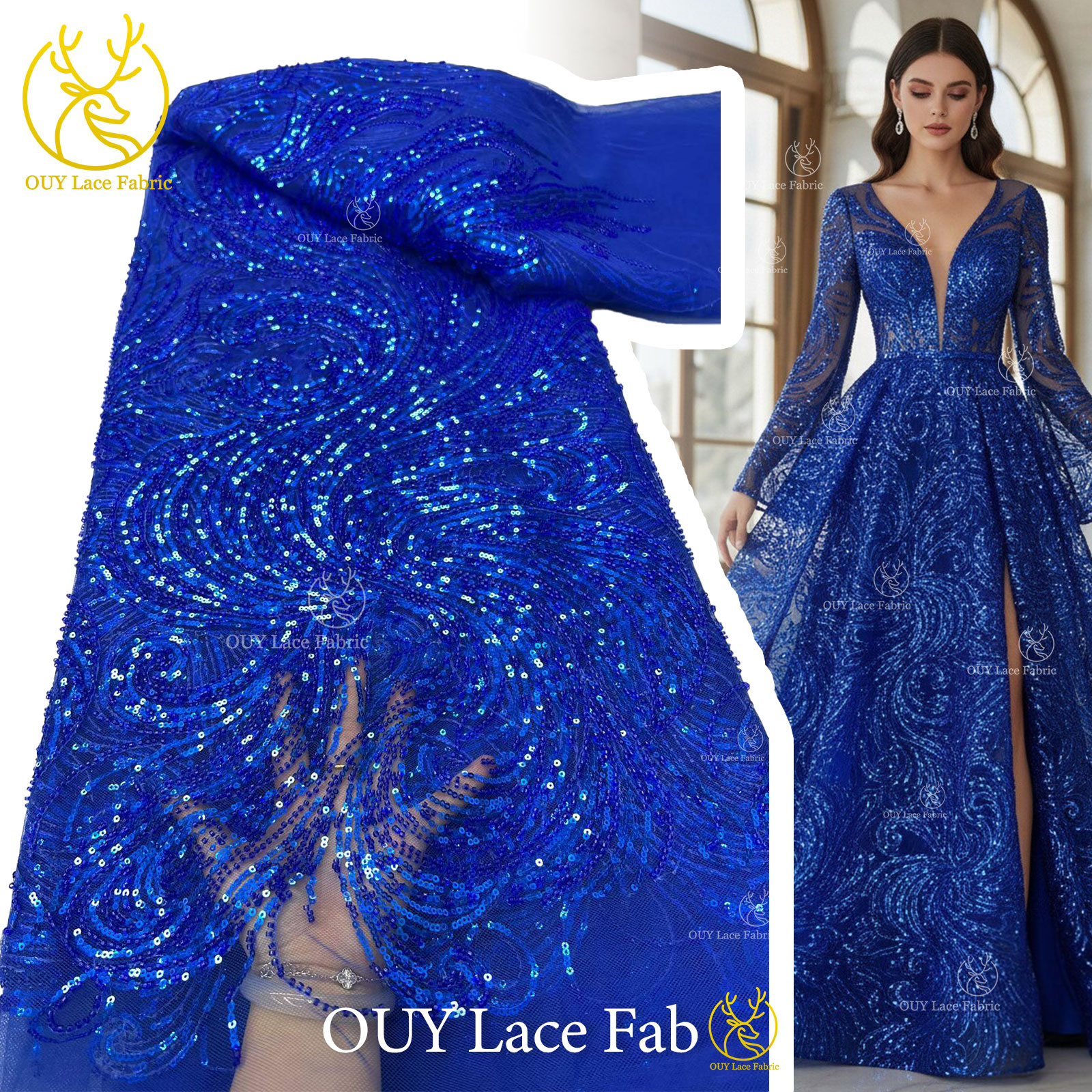 Royal Blue Beaded Sequins Lace - огляд і ціна Glitter Tablecloth