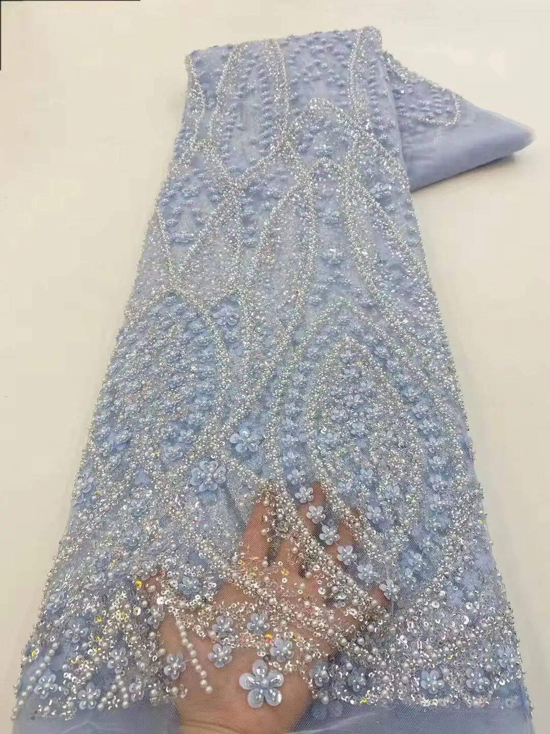 Sky Blue African Beaded Tulle  - огляд і ціна Glitter Tablecloth