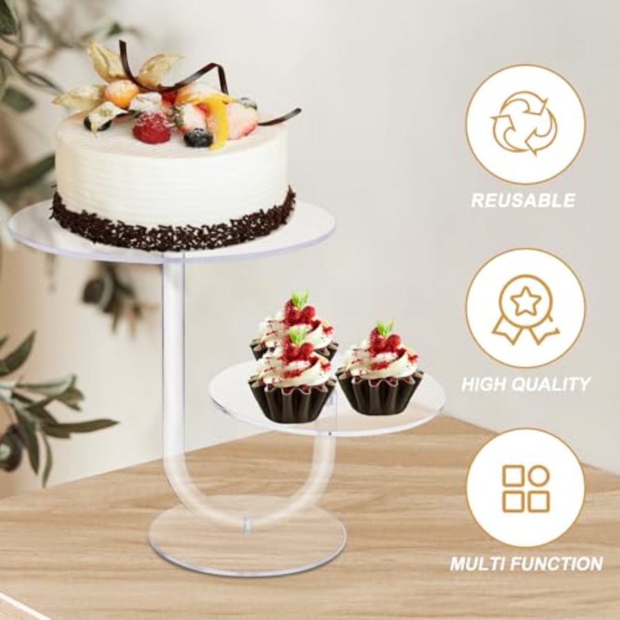 2 Tier Clear Cake Stand Acryli - огляд і ціна Cupcake Stand Tier