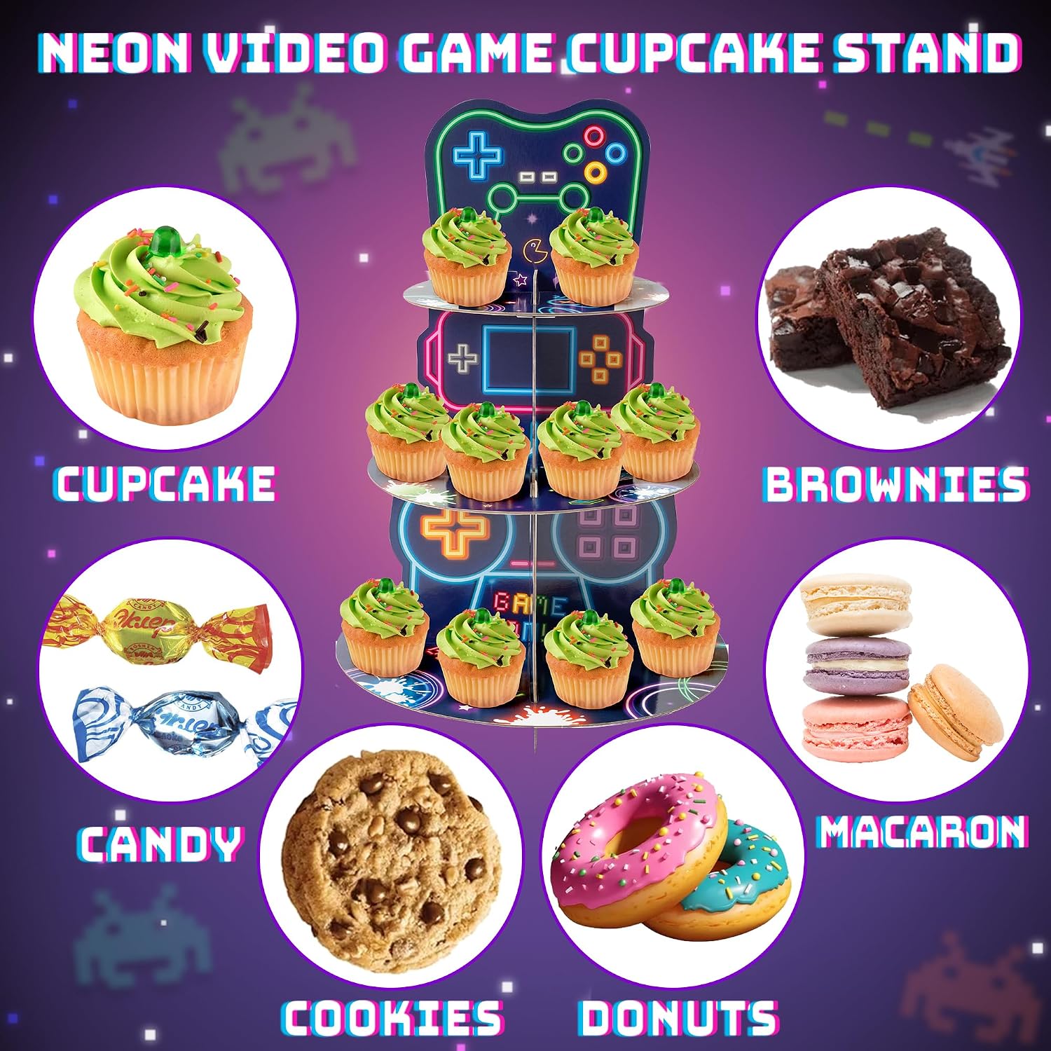 Homiva Store Neon Video Game C - огляд і ціна Cupcake Stand Tier