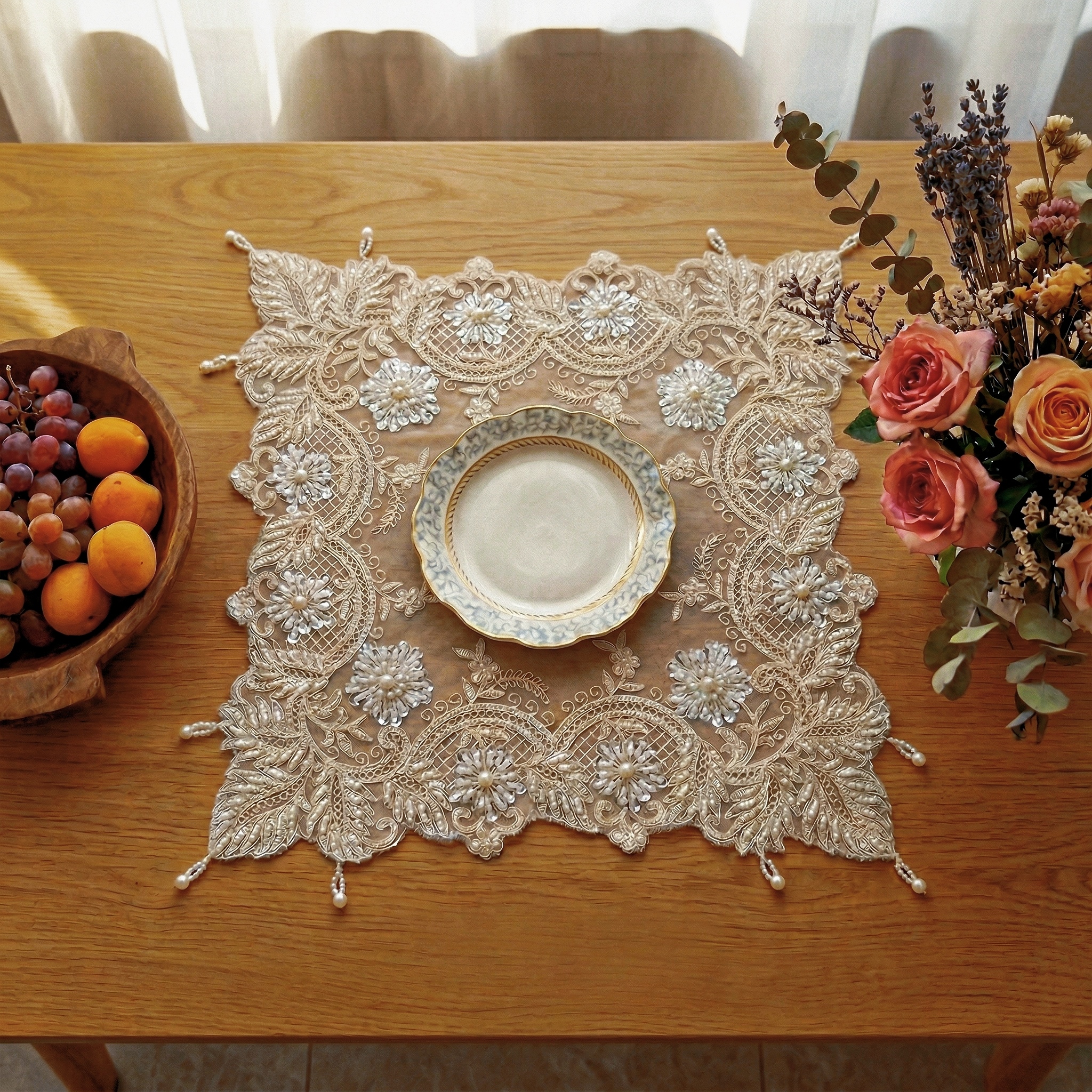 2pcs Leaf Shape Placemats Set  - огляд і ціна Glitter Tablecloth
