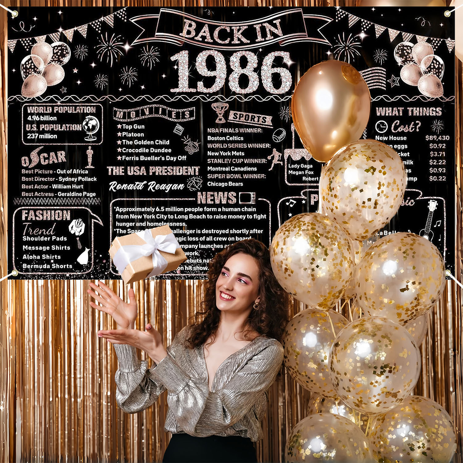 40th Birthday Decorations for  - огляд і ціна Party Banner Gold