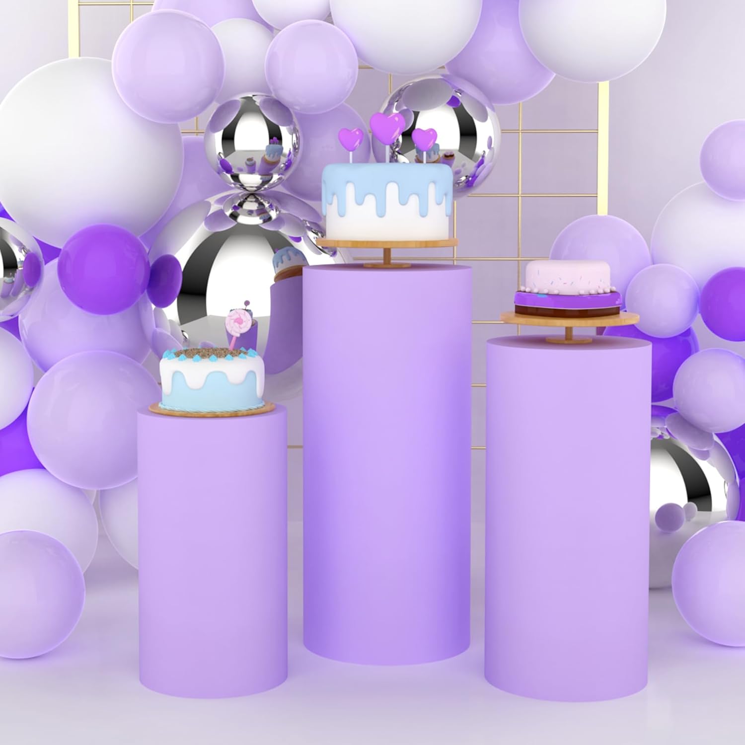 Yeele Purple Cylinder Stand Co - огляд і ціна Dessert Table Backdrop