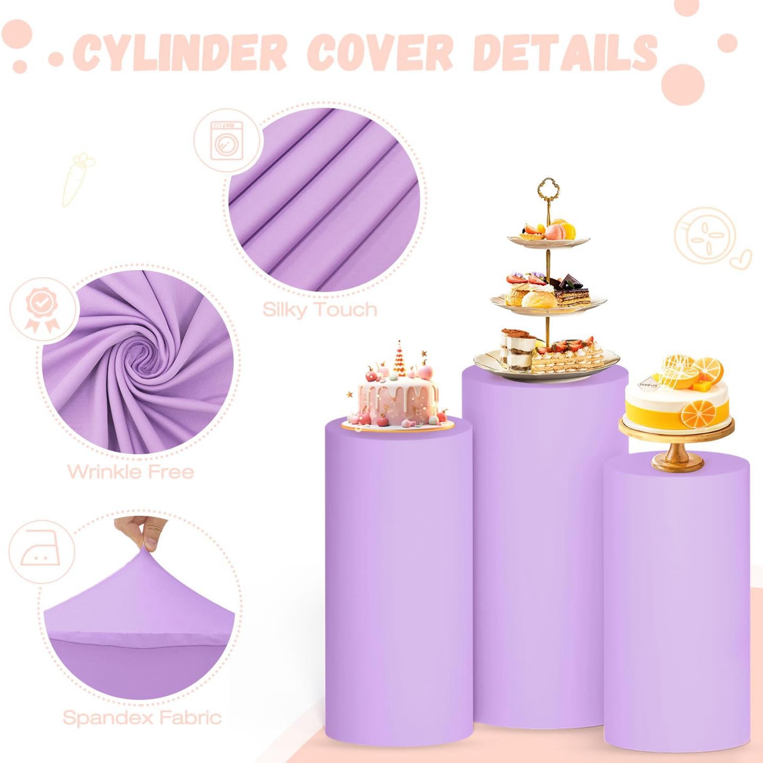 Yeele Purple Cylinder Stand Co - огляд і ціна Dessert Table Backdrop