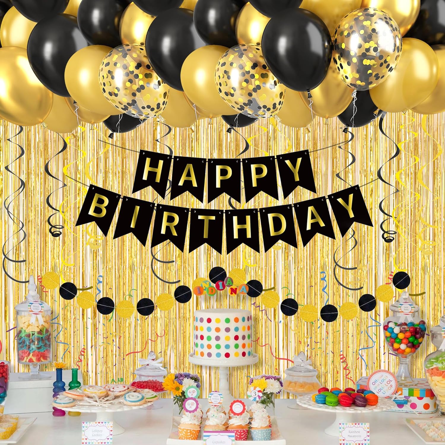 Black Gold Happy Birthday Deco - огляд і ціна Party Banner Gold