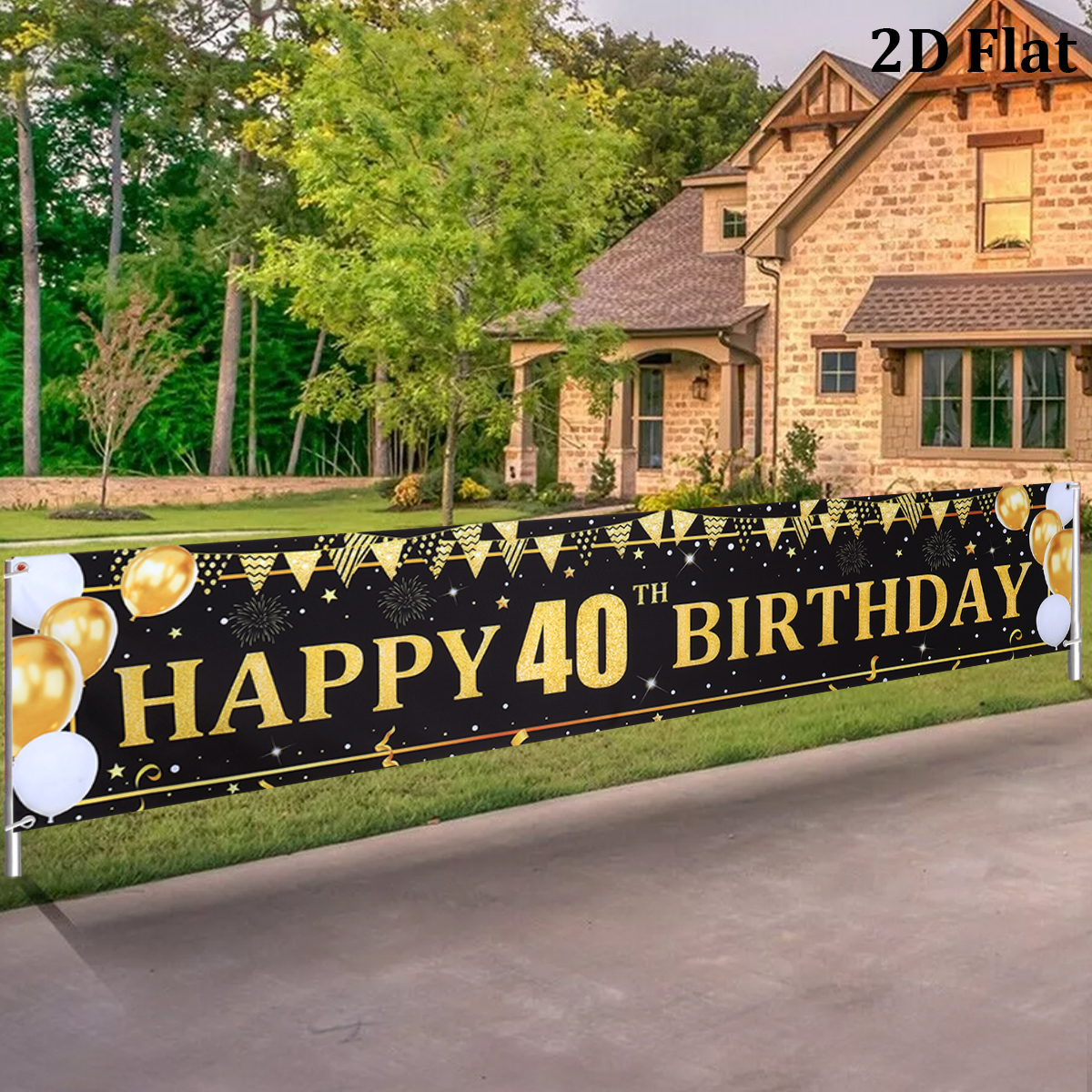 Black Gold Balloons Flags Happ - огляд і ціна Party Banner Gold