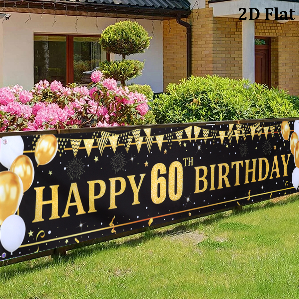 Black Gold Balloons Flags Happ - огляд і ціна Party Banner Gold