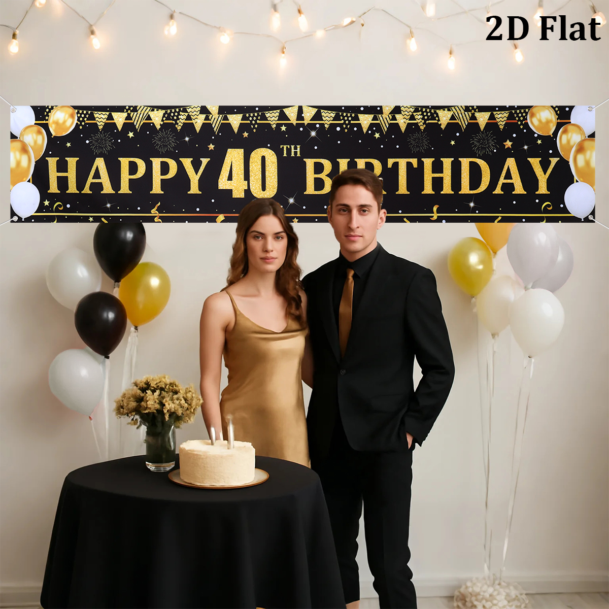 Black Gold Balloons Flags Happ - огляд і ціна Party Banner Gold
