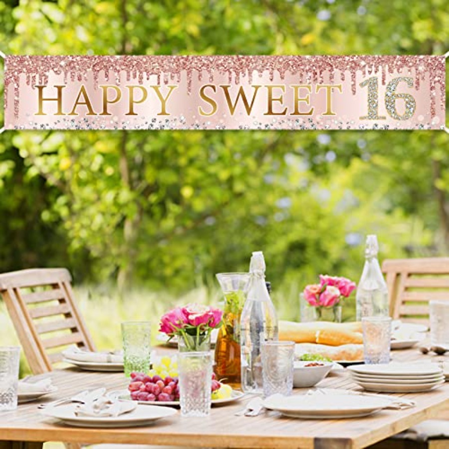Sweet 16th Birthday Banner Dec - огляд і ціна Party Banner Gold