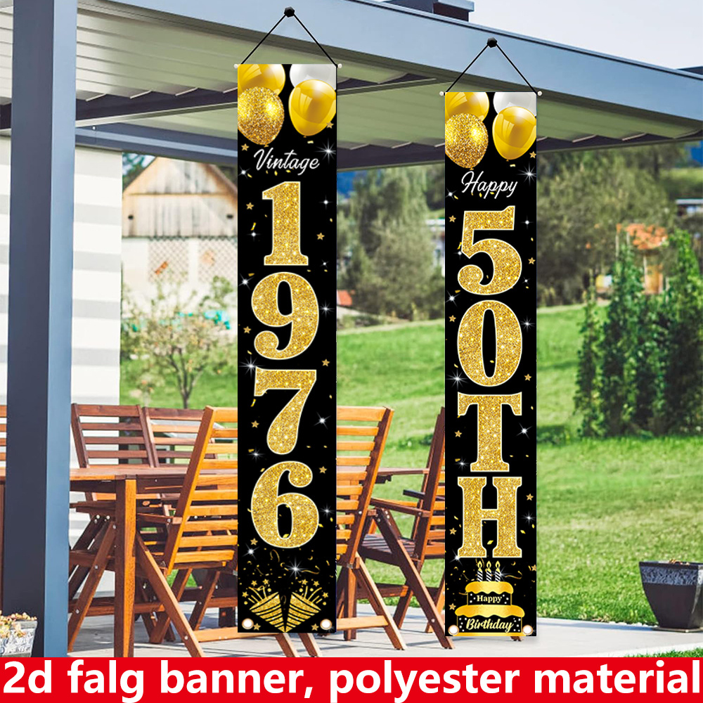 2D flat banner, 2pc birthday b - огляд і ціна Party Banner Gold