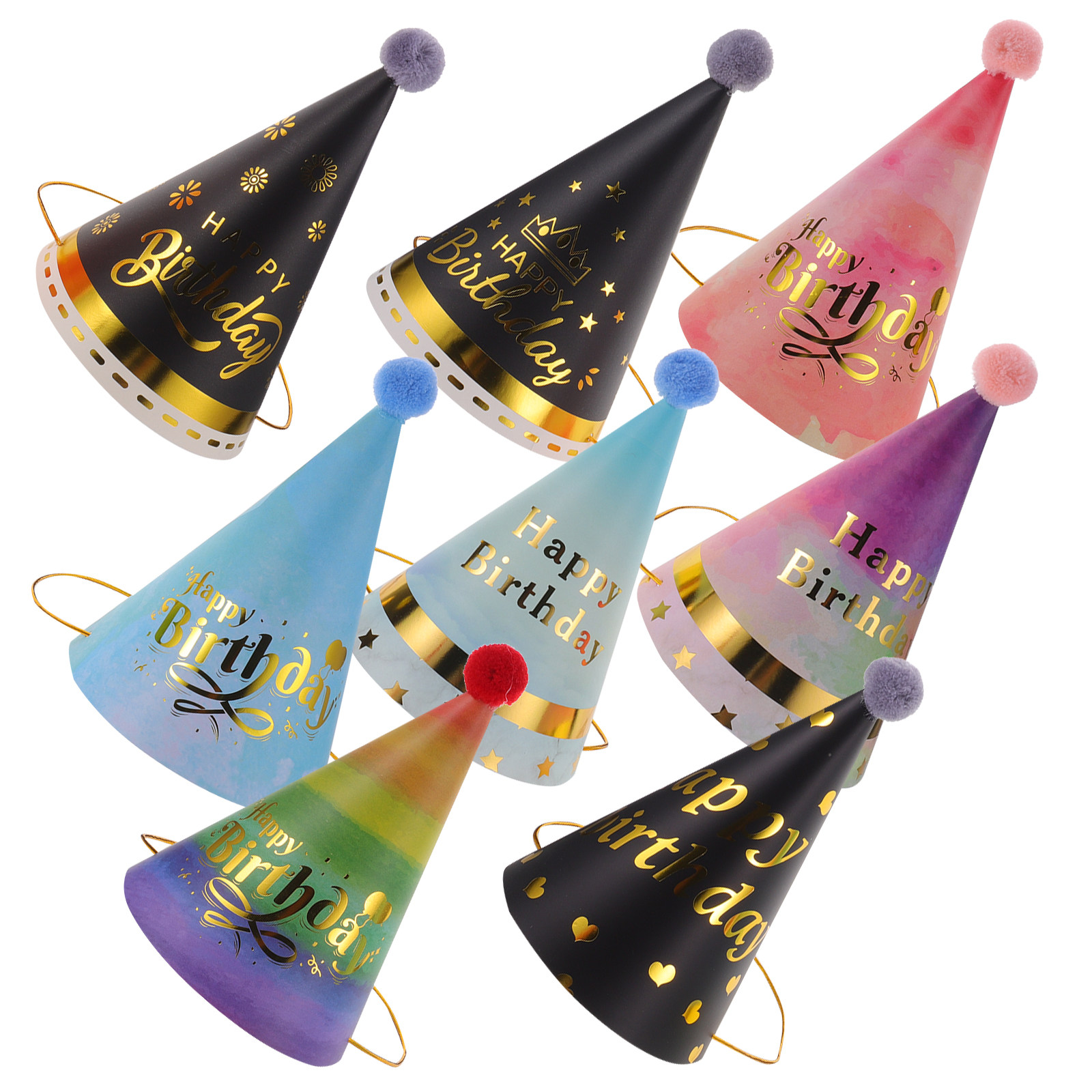 8Pcs Birthday Party Cone Hats  - огляд і ціна Party Hat Cone