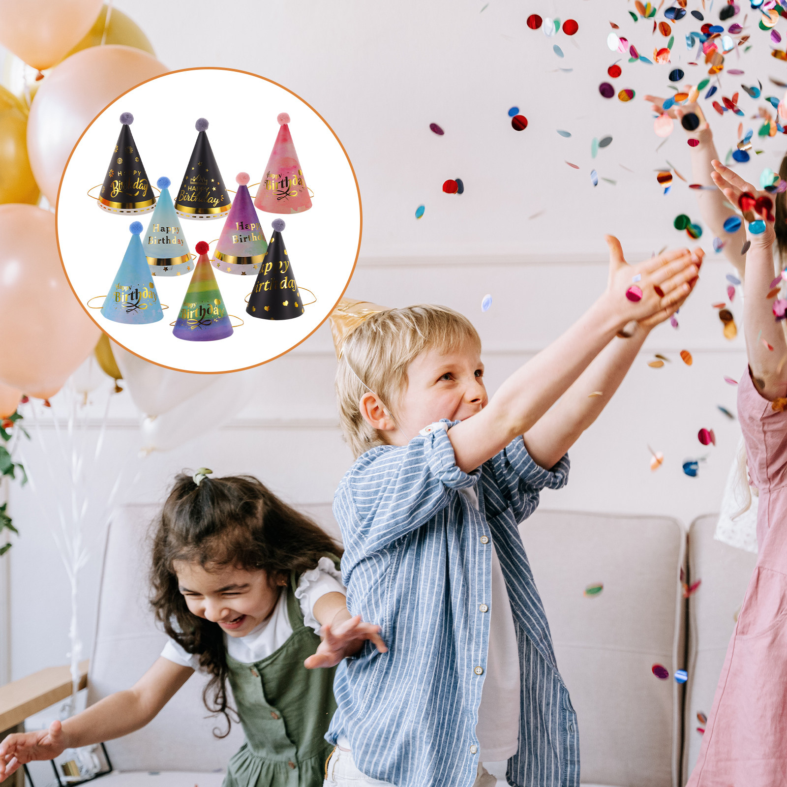8Pcs Birthday Party Cone Hats  - огляд і ціна Party Hat Cone