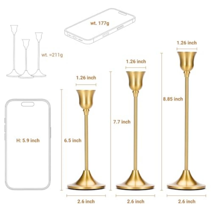 Taper Candle Stick Holder - 3P - огляд і ціна Centerpiece Stick
